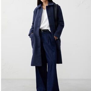 🆕 Banana Republic Knit Long Mac Coat in Navy Heather
